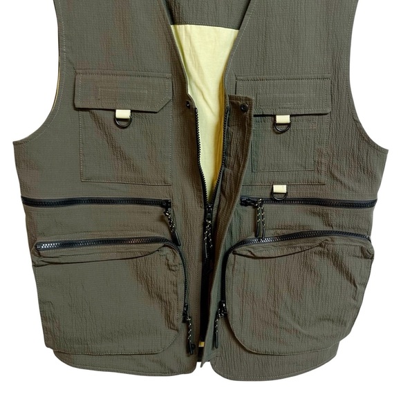 Zara Men’s Olive Green Utility Quick Dry Vest Size Small Medium NWOT - Picture 4 of 9
